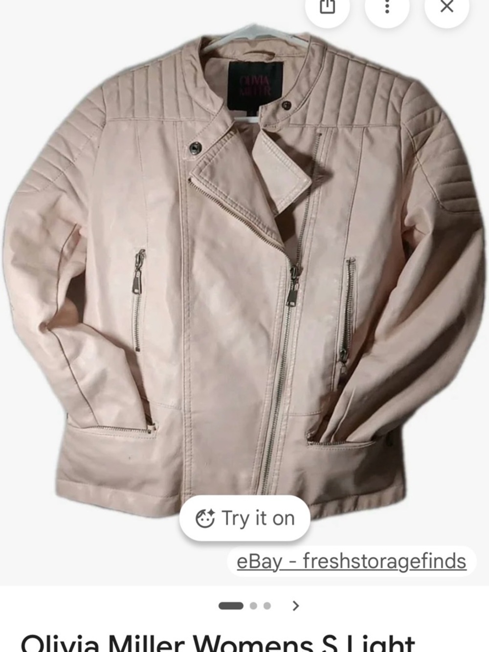 Olivia Miller Pale Pink Asymmetrical Zip Moto Jacket